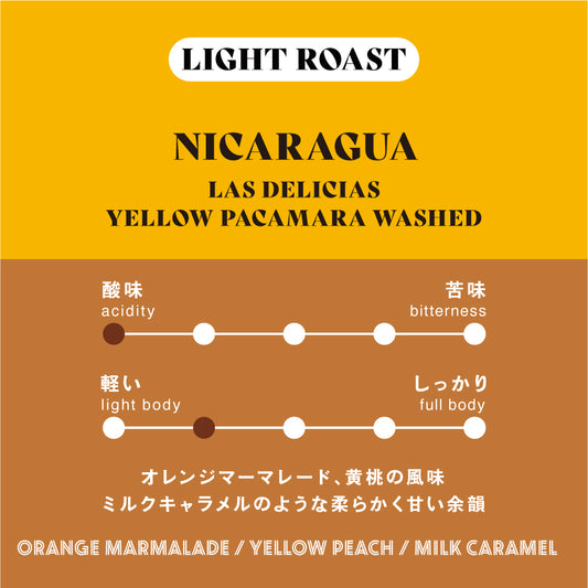 <6/9より順次発送>【浅煎り】ニカラグア／Las Delicias Yellow Pacamara Washed