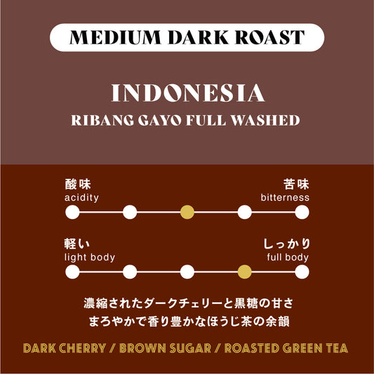【チャリティ企画商品】<中深煎り> インドネシア／Ribang Gayo Full Washed